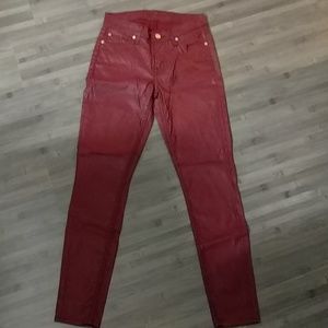 7 for all mankind red coated legging jeans